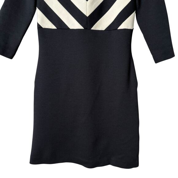 Lisa‎ Perry Wool Mod Mini Dress Long Sleeve Geometric Black and White, Size 2 - Picture 5 of 14